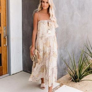 BRAND NEW Gisele Cotton Floral Tiered Tassel Dress